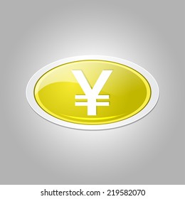 Yen Currency Sign Circular Vector Yellow Web Icon Button