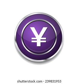 Yen Currency Sign Circular Vector Purple Web Icon Button