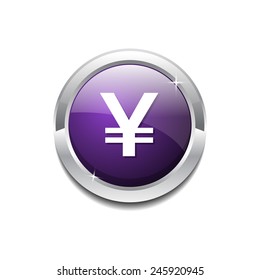Yen Currency Sign Circular Vector Purple Web Icon Button