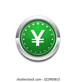 Yen Currency Sign Circular Vector GreenWeb Icon Button
