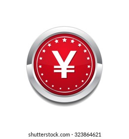 Yen Currency Sign Circular Vector Red Web Icon Button