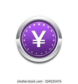 Yen Currency Sign Circular Vector Purple Web Icon Button