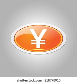 Yen Currency Sign Elliptical Vector Orange Web Icon Button