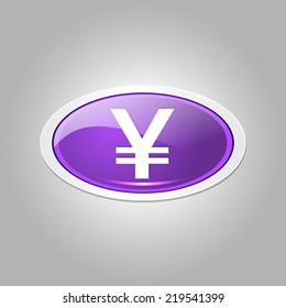 Yen Currency Sign Elliptical Vector Purple Web Icon Button