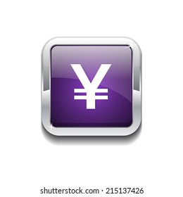 Yen Currency Sign Square Vector Purple Web Icon Button