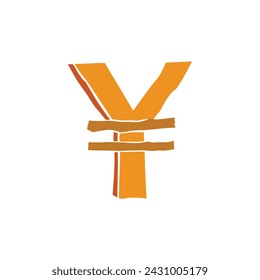 Yen currency symbol cartoon icon. Yen symbol sign. Yen currency icon. Vector illustration.
