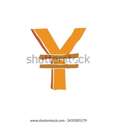 Yen currency symbol cartoon icon. Yen symbol sign. Yen currency icon. Vector illustration.