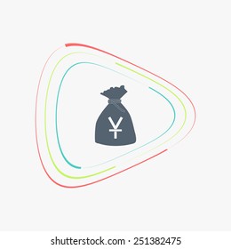 Yen currency symbol. Chinese currency. Money bag icon. Flat design style. Made in vector illustration