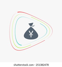 Yen currency symbol. Chinese currency. Money bag icon. Flat design style. Made in vector illustration