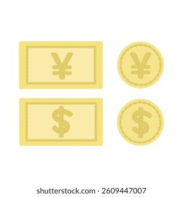 Yen and dollar money illustration