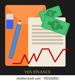 Yen finance vector illustration. Flat style design. Colorful graphics