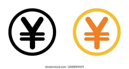 Yen flat and liner vector icons set