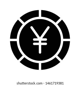 yen glyph flat vector icon