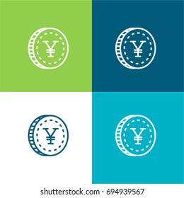 Yen green and blue material color minimal icon or logo design