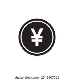 Yen Icon black and white vector sign