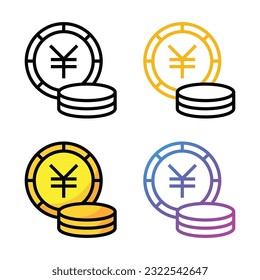 Yen icon design in four variation color