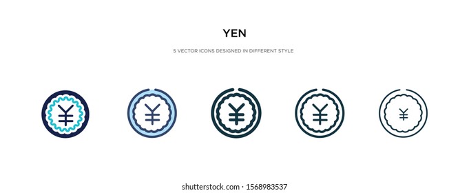 yen icon in different style vector illustration. two colored and black yen vector icons designed in filled, outline, line and stroke style can be used for web, mobile, ui