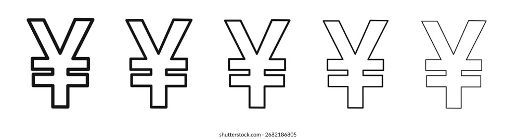 Logotipo de conjunto de ilustración plana de icono de yen
