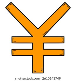 yen icon illustration hand drawn isolated vector