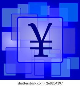 Yen icon. Internet button on abstract background. 