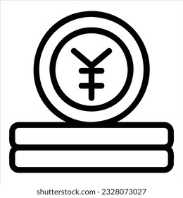 yen icon with isolated vektor and transparent background