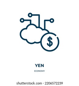 Yen icon. Linear vector illustration from economy collection. Outline yen icon vector. Thin line symbol for use on web and mobile apps, logo, print media.