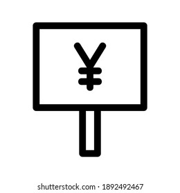 Yen-Symbol oder -Logo einzeln auf Zeichensymbolen, Vektorgrafik - hochwertige Vektorsymbole in schwarzem Stil
