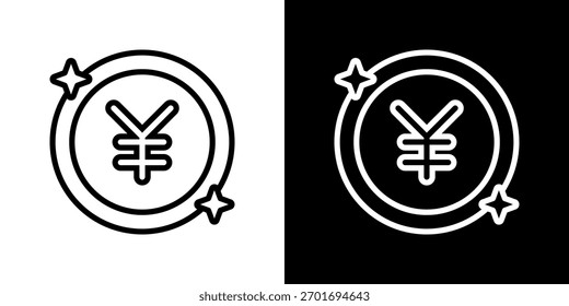 Conjunto de iconos de Yen. Diseño De Línea Limpia Con Versiones Claras Y Oscuras Para Un Uso Versátil.