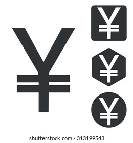 Yen icon set, monochrome, isolated on white
