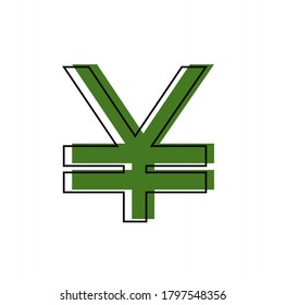 Yen-Symbol in trendigem, flachem Design