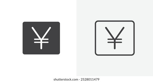 Yen icon vector icon set in black and white color.