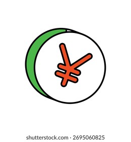 Icono de Yen con fondo blanco Vector Ilustración de stock
