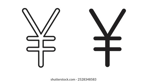 Yen icons. Vector set in filled and line style.
