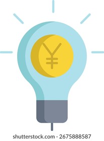 Diseño de icono plano de idea de yen