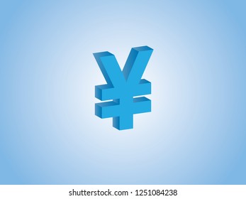 Yen as Japanese currency in blue color on light background vector illustration