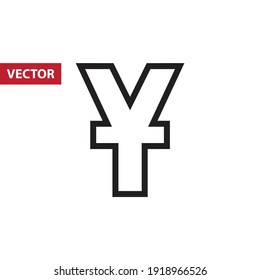 Yen Japanese Vietnamese and Myanmar money currency vector minimalistic symbol with editable stroke and color