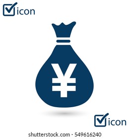 Yen JPY currency speech bubble symbol. Flat design style. 