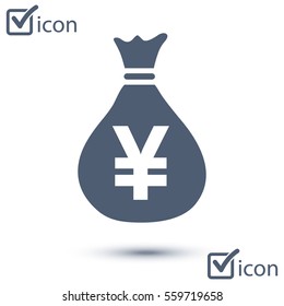 Yen JPY currency speech bubble symbol. Flat design style. 