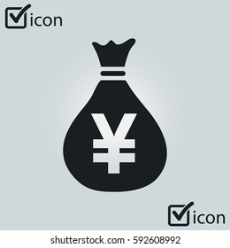 Yen JPY currency speech bubble symbol. Flat design style. 