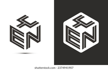 YEN Buchstaben Logo Design mit Illustrator Würfel Logo, Vektorlogo moderne Schrift Schriftart überlappen Stil. Premium Business Logo Symbol. Weiße Farbe auf schwarzem Hintergrund