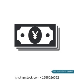 Yen Money Icon Vector Template Flat Design