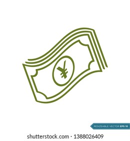 Yen Money Icon Vector Template Flat Design