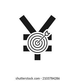 Yen money target icon concept isolated on white background. Vector illustration