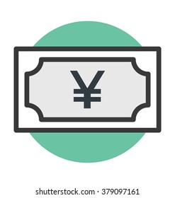 Yen Note Bold Line Icon
