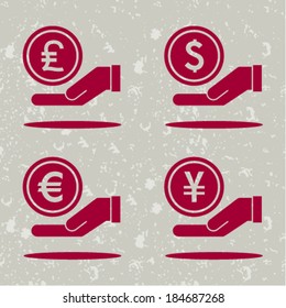 Yen on hands,vector illustration