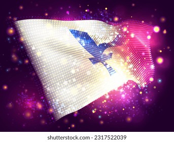 Yen, sobre la bandera 3d vector sobre fondo púrpura rosa con iluminación y bengalas
