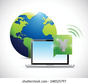 yen online currency concept illustration design over a white background