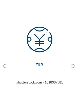 icono del vector de contorno de yenes. ilustración de elemento simple. icono de esquema de yen a partir del concepto de criptodivisa modificable. se puede usar para web y móvil
