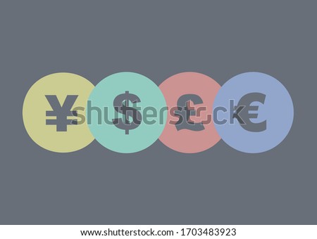 Yen, Pound, Euro and Dollar vector icons