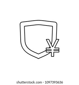 yen protection line icon. Element of bankig icon for mobile concept and web apps. Thin line yen protection icon can be used for web and mobile